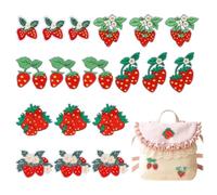 PH PandaHall 18pcs 6 Styles Strawberry Embroidered Iron On Patch Applique | Cute Fruit Blossom Pink Sew On Patch Pour Clothes, Dress, Jackets, Caps, Backpack, Sewing Craft Decoration