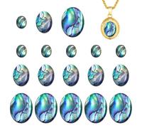 PH PandaHall 18pcs Cabochons en Coquillage D'Ormeau Cabochons en Coquillage de Paua Naturel 3 tailles Perles Plates Ovales Colorées en Ormeau pour Bijoux, Loisirs Créatifs, 10~24.5mm