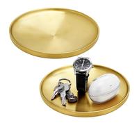 PH PandaHall 2 pack Bols pour Clés 19cm Plateau Décoratif Doré Bol Porte-Clés Rond en Acier Inoxydable 201 pour Déco d'Entrée ou Table de Chevet, Vide-Poche, Cadeau