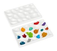 PH PandaHall 2 Palettes Céramique Blanche Plateau de Mélange Aquarelle Sécurité Portable Facile à Nettoyer pour Maison École Voyage art Peinture Extérieur Esquisse, 11.75x8.3cm