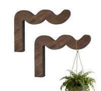 PH PandaHall 2 Sets de Porte Plantes en Bois à Suspendre 17cm Crochet Suspendu en Forme de Vague Marron Support Murale pour Pots de Fleurs Intérieur Extérieur Carillons à Vent