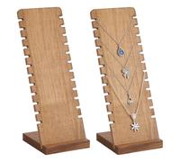 PH PandaHall 2 sets Présentoir à Colliers en Bois 12 fentes Présentoir à Bijoux Support Colliers en Bois Organisateur de Bijoux Panneaux d'affichage de Table pour Été Vente au Détail Vitrine Collier
