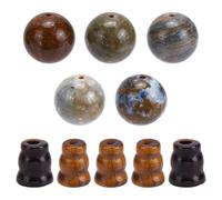 PH PandaHall 2 Style Kit de Perles en Pierres Précieuses Guru 10pcs Perles en Œil de Tigre Perle de Rondes Perle en Pierre de Jaspe avec Tour pour Bracelets Bouddhistes Colliers de Chapelet