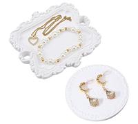 PH PandaHall 2 Styles Plateaux à Bijoux en Résine 12.4x11cm Blanc Porte Bijoux Porte Bagues Indispensables Vintage décor maison pour Liste de Mariage Noël fête de la mère, 2pcs/ Kit