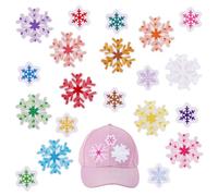 PH PandaHall 20 Couleurs Patches Thermocollants Flocon de Neige 30pcs 2 Tailles Patches en Tissu sur le Thème de l'Hiver Patch à Coudre Flocon de Neige Coloré Patch Brodé de Noël pour Vêtements Sacs
