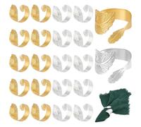 PH PandaHall 20 Ensemble 2 Couleurs Serviette de Ronds Feuille Porte Serviettes Doré Ornement Ronds de Serviette de Table Argentés Porte Serviettes en Métal pour Table de Fête de Mariage Anniversaire