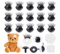 PH PandaHall 20 Ensemble Yeux de Sécurité avec Cils Yeux au Crochet Noirs Cils de Sécurité avec Rondelles pour Crochet Amigurumi Animaux en Peluche Bricolage Kawaii Décoration Anniversaire Noël
