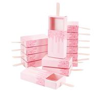PH PandaHall 20 Pièces Boîte de Glace Rose Boîte en Papier Dépliée en Carton, 10.5x6.8x2.2cm