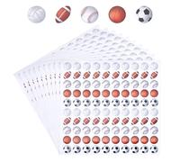 PH PandaHall 2000pcs Autocollants pour Ballons de Sport Autocollants Sur le Thème du Ballon Football Baseball Basketball Volleyball pour la Décoration de Fête Salle de classe, 100pcs/Feuille