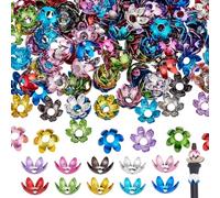 PH PandaHall 200PCS 10 couleurs Fleur Acrylique Perles Capuchons 6 pétales UV Placage Fleur Entretoises Perles Embouts Focales Perles Capuchons pour Perles Stylos Porte Clés Fabrication