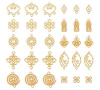 PH PandaHall 200pcs 10 styles Connecteurs de Boucles D'Oreilles Breloques Pendentif Vintage Ajouré Nuage Nœud Chinois pour Boucles D'Oreilles Pendantes et Création de Bijoux DIY, 8~26mm