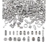 PH PandaHall 200pcs 20 styles Perles D'espacement Tibétaines Argent Antique Séparateurs Tonneau Perles Tube Alliage Métallique Perle d'Artisanat pour Bracelet Collier Boucles D'oreilles Bijoux 6-14mm