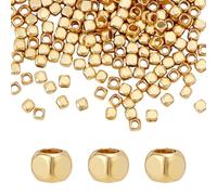 PH PandaHall 200pcs 2mm Perles D'Espacement Plaquées Or 18 carats Mini Perles Cubiques en Laiton Lâche Perles D'Espacement Carrées Lisses pour la Fabrication de Bracelets Colliers Bijoux Hawaïens Été