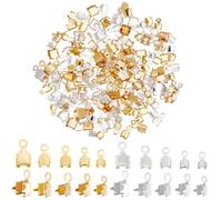 PH PandaHall 200pcs 5 tailles Embouts de Chaîne de Tasse en Laiton Paramètres de Griffe de Strass Embouts de Connecteur de Chaîne de Tasse Terminateurs avec Boucle pour Bijoux de Bracelet Or/Argent