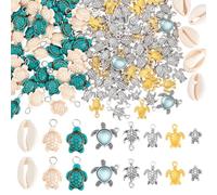 PH PandaHall 200pcs 8 Styles Pendentif Tortue Charm Perles de Tortue de Mer Turquoise Pendentif Tortue de Mer Perle de Coquillage Hawaïen pour Fabrication de Bijoux Artisanaux DIY