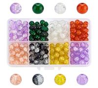 PH PandaHall 200pcs 8mm Perles de Verre Halloween 8 couleurs Perles Rondes en Cristal Perle pour Bijoux D'Automne Perle Craquelée pour Bracelet Collier Artisanat Décoration de Fête D'Halloween
