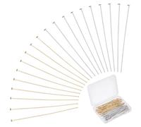 PH PandaHall 200pcs Accessoires de Goupille de Tête en Acier Inoxydable 50x0.7mm Tiges Boucles d'oreille 2 Couleurs pour la Fabrication de Bijoux de Pendentif de Boucle d'oreille, d'or/Argent