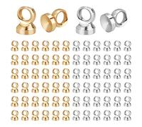 PH PandaHall 200pcs Bouchon de Bélière Pendentif, 2 Couleurs Pendentif Forme Perle En Laon Pendentif Boule Bélière Fin Cap Fermoir Charme Pendant pour Boucles D'oreilles Collier Bijoux