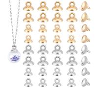 PH PandaHall 200pcs Capuchon de Perle Pendentif Bélières 2 couleurs Capuchons de Perle avec Boucle Bélières Rondes Fermoir Pendentif Connecteur pour Globe Verre Bulle Boucle D'Oreille Collier 8/10mm