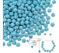 PH PandaHall 200pcs de Perles en Strass de 10mm Perles de Cristal Boule Disco Perles D'Espacement à Paillettes Perles en Argile Polymère pour la Fabrication de Bracelets Colliers Bijoux, Aigue Marine
