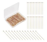 PH PandaHall 200pcs Épingle Boucles d'oreilles, 40mm Tige Boule Épingles à Bijoux en Acier Inoxydable plaquées Or 24 carats 0,7 mm Épingle à Perles pour Boucles d'oreilles Bracelets Colliers