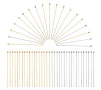 PH PandaHall 200pcs Épingles Droites 40mm Accessoires De Goupille De Tête D'acier Inoxydable Pour La Fabrication De Bijoux De Pendentifs De Boucle D'oreille, Or/Argent