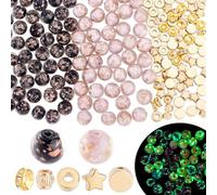 PH PandaHall 200pcs Glow In The Dack Perles Lampwork avec Perles D'Espacement Dorées Perles Rondes de 8mm pour la Fabrication de Bijoux Bracelets Colliers et Autres Travaux Manuels