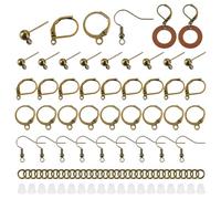 PH PandaHall 200pcs Kit de Fabrication de Boucles D'oreilles, Crochet D'Oreille en Bronze Antique avec 200pcs anneaux Ouverts Crochets Leverback français pour la Fabrication de Bijoux