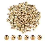 PH PandaHall 200pcs Perles de Hématite Dorées 24K, 3mm Petites Perles Ronde Facetées de Pierre Gemme Synthétique Perle Espaceuse Artisanale Perle en Vrac pour Bracelet Collier Fabrication Bijoux DIY