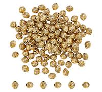 PH PandaHall 200pcs Perles D'Espacement de Style Tibétain Perles D'Espacement Rondes de 6mm Perles en Métal en Vrac Perles en Alliage pour la Fabrication de Bijoux de Bracelet Artisanat Or Antique