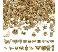 PH PandaHall 200PCS Perles D'Espacement Dorées Antiques 20 styles Perles D'Espacement D'Animaux Tibétains Perles en Alliage Perles en Vrac Perles D'Oiseau Hibou Perles en Métal pour Bijoux Bracelet