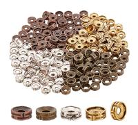 PH PandaHall 200pcs Perles D'Espacement Tibétaines, Perles Rondes Plates de 4 couleur Perles D'Espacement Rondes de 7.5x3mm Perles Métalliques en Vrac pour Bracelets Colliers Boucles D'Oreilles