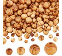 PH PandaHall 200pcs Perles en Bois Naturel 4 Tailles Rondes Artisanales pour Macramé - Perles D'Espacement pour la Création de Bijoux, Collier et Bracelet à Bricoler Soi-Même