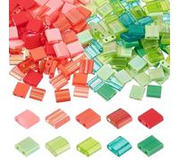 PH PandaHall 200pcs Perles Tila, 10 Couleurs Rocaille à 2 Trous 5x5mm Carrées Intercalaires Plates en Verre pour Noël Collier de Bracelet à Plusieurs Rangs de Bijoux