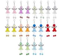 PH PandaHall 20pcs 10 Couleurs Porte Clés à Breloque Ange en Perles Bicolores Pendentifs Féeriques en Forme D'Ailes D'Ange avec Fermoirs Mousquetons pour Porte Clés et Sacs DIY, 6.5cm