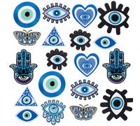 PH Pandahall 20pcs 10 Styles Patchs Thermocollants Evil Eye Patch Brodé Bleu Evil, Couture Oeil Patchs Brodés à Coudre de Cœur et de Main de Dessin Animé pour L'été T - shirts, Vêtements