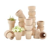 PH PandaHall 20pcs 2.8x2.5cm Mini Pots de Fleurs en Bois Petits Pots Plante, Pot pour Semis Interieur avec Trou de Drainage pour Semis Petit Fleur, Plante, Décoration L'Intérieur, Jardins