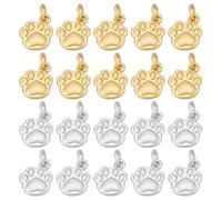 PH PandaHall 20pcs 2 Couleurs Breloques en Laiton Bicolores Breloques Empreintes de Pattes de Chien avec Anneau de Jonction Pendentifs Plaqués Or 18 carat pour Bijoux, Colliers