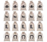 PH PandaHall 20pcs 4 Styles Sacs Cadeaux Style Cowboy Sac à Cordon en Forme de Botte de Cheval Sacs Cadeaux Western Sac à Bonbons Pochettes pour Anniversaire Mariage Fête Décoration, 25x15cm