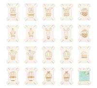 PH PandaHall 20pcs bobine de Fil à Broder en Bois 10 Styles bobine de Point de Croix à Motif de Cactus pour le Rangement de la Couture Artisanale 6x5cm