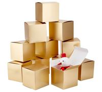 PH PandaHall 20pcs Boîte Cadeau de Noël Doré Mini Boîtes en Carton Cube Coffrets Cadeaux Boîtes à Faveur en Papier pour Cadeaux Noël Halloween Mariage Fête D'Anniversaire Chocolat Pâques 10x10x10 cm
