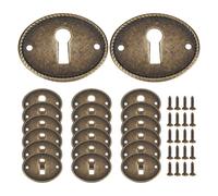 PH PandaHall 20pcs Cache Trou de Serrure Ovale Cache Œillet Décoratif Caches Portes Vintage Rosaces de Serrure Bronze Antique avec 40 vis pour Quincaillerie Meubles Tiroir Bureau Décoration