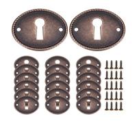 PH PandaHall 20pcs Cache Trou de Serrure Ovale Plaque D'Écusson de Trou de Serrure Couvercle D'Œillet Décoratif Rosaces de Serrures Vintage avec 40 vis pour Quincaillerie Meubles Bureau Décoration