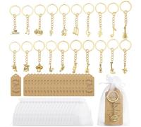 PH PandaHall 20pcs Coffret Cadeau de Porte Clés Notes de Musique Porte Clés Pendentif Doré en Note de Musique avec Étiquettes pour Sacs Cadeaux pour une Fête Sur le Thème de la Musique