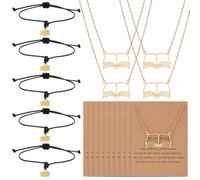 PH PandaHall 20pcs Collier Livre Bracelets Livre Ouvert Cadeaux Club de Lecture Ensemble Bijoux Littéraire avec 10pcs Cartes Papier pour Amoureux des Livres Appréciation Cadeaux Étudiant
