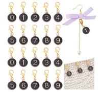 PH PandaHall 20pcs Marqueurs de Mailles Compteur de Rangs Marqueur de Progression de Tricot Breloque de Comptage en Émail pour Crochet Tricot 0-9 breloques Numériques 27mm Pendentif: 15mm