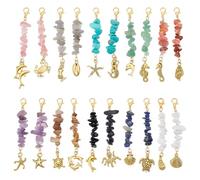 PH PandaHall 20pcs Pendentif en Pierres Précieuses Naturelles Décor en Alliage Pendentif Animal Marin Perle de Pierre Porte Clés Breloques avec Fermoir Mousqueton pour Porte Clés Bijoux Or Antique