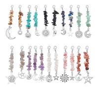 PH PandaHall 20pcs Pendentif en Pierres Précieuses Naturelles Décoration Alliage D'Argent Antique Étoile Lune Breloques Porte Clés avec Fermoir Mousqueton pour Sac Bijoux Porte Clés Ornement Décor