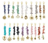 PH PandaHall 20pcs Pendentif en Pierres Précieuses Naturelles Décoration en Alliage Fleur Pendentif en Pierre Perle Porte Clés Breloques avec Fermoir Mousqueton pour Sac Bijoux Porte Clés Or Antique