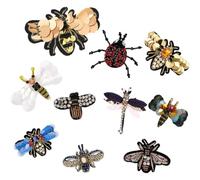 PH PandaHall 20pcs Pièces Brodées à Paillettes 10 Styles Pièces à Coudre Coccinelle Abeille Libellule Pièce à Paillettes Pièce Brodée Strass pour Vêtements Chaussures Sac à Main DIY
